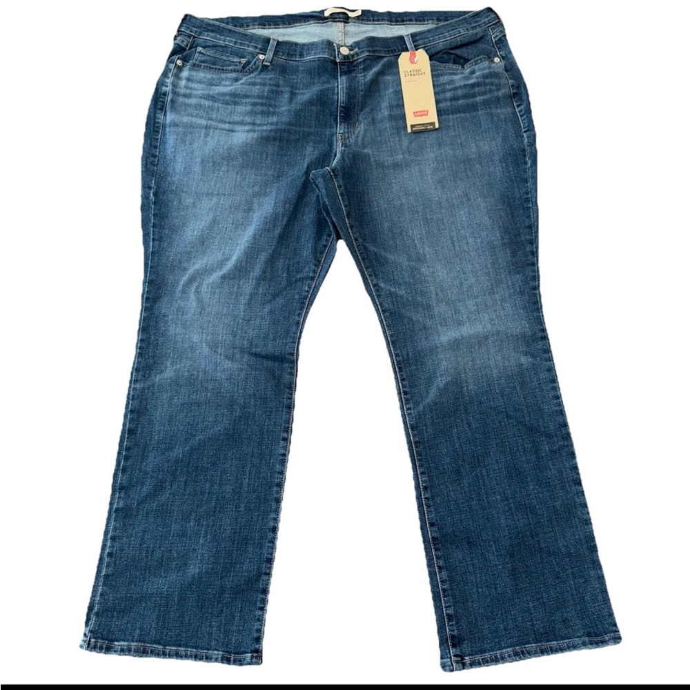 Levis Sculpt Classic Straight Jeans Womens 26 W Blue Medium Wash Hypersoft NEW